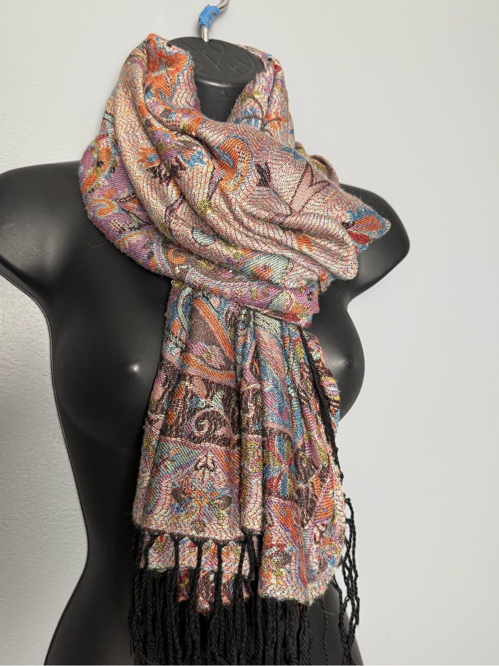 Pashmina Style Multicolor Floral Scarf No Tag 27"W x 66"L